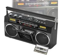 Portable Retro Cassette Tape Player and Recorder, 4 Speakers/two-channel Stereo, with Headphone Jack/Bass Control, Support SD/USB Input, for Family Gathering Travel