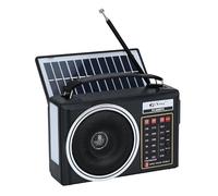 Portable Retro Radio, AM/FM/SW Compact Bluetooth Radio with Solar Panel, Portable LED Lighting, Rechargeable Battery, Support TF Card/USB MP3 Player (Black)