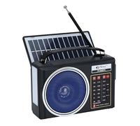 Portable Retro Radio, AM/FM/SW Compact Bluetooth Radio with Solar Panel, Portable LED Lighting, Rechargeable Battery, Support TF Card/USB MP3 Player (Blue)