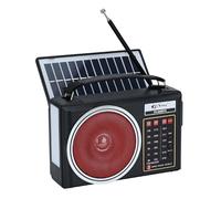 Portable Retro Radio, AM/FM/SW Compact Bluetooth Radio with Solar Panel, Portable LED Lighting, Rechargeable Battery, Support TF Card/USB MP3 Player (Red)