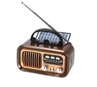 Portable Retro Radio With Bluetooth,AM/FM/SW Bands,for Bathroom,Travel | Rechargeable Battery,Solar Panel,Supports USB TF Card,TWS Pairing,Crisp Reception,Clear Sound,Handheld Design