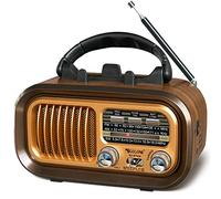 Portable Retro Radio with Bluetooth Speaker,Small Radio AM FM SW,Transistor radio Battery Operated,1200mAh Rechargeable Battery/2 D-cell battery,Supports TF Card//USB MP3 Player