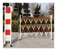 Portable Road Safety Barrier Expandable Metal Barricade with Wheels Mobile Pedestrian Fence for Garages Schools Shopping Centers - Red & White 1.2 x 4.5m