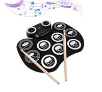 Portable Roll-up Electronic Drum Pad with Built-in Speakers, 7 Drum Tones, 10 Demo Songs, USB Type-C, and Foot Pedals