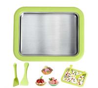 Portable Rolled Ice Cream Maker, DIY Homemade Rolled Ice Cream Tray, Instant Freeze Machine with 2 Scrapers, Ices Creams Roller Maker, Iced Stir-Fry Machine Kit for Home (Green 1set)