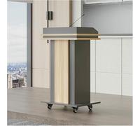 Portable Rolling Podium Stand with Wheels, Double-Layer Storage for Church & School, Durable Presentation Stage for Events, Lectures & Public Speaking