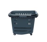 Portable Rolling Shopping Carts, 6-Pack Plastic Basket Set with Handles and Wheels for Grocery, Retail Stores, Market