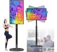 Portable Rolling TV, 1080p Smart Wireless Touch Screen on Wheels, Rotatable Design, Larger Battery Up to 10 Hours, Ideal for Bedside Viewing