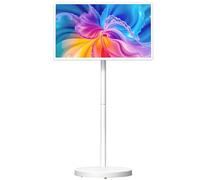 Portable Rolling TV, 1080P Smart Wireless Touch Screen TV on Wheels, Built-in Battery, Dual Speakers, 6GB RAM, 128GB Storage