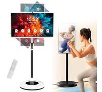 Portable Rolling TV Stand with 4K Camera, Smart Mobile Tablet Stand, Built-in Battery, Adjustable Height, Wireless Screen Mirroring, 8GB RAM, 128GB Storage