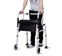 Portable Rolling Walker with 2 Wheels& Seat, Folding Heavy Duty Walker Glides, Narrow Adjustable Height Step Assist for Elderlyth Wheels,with Wheels