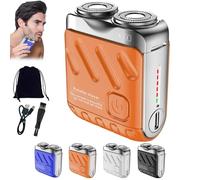 Portable Rotary Dual Ring Electric Shaver, 2025 New Upgrade Portable Mini Shavers for Men, USB Rechargeable Waterproof Pocket Razor for Beard and Body Hair, Electric Trimmer for Travel (Orange)