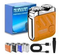 Portable Rotary Dual Ring Electric Shaver, 9000RPM Mini Dual-Head Electric Shaver, Washable Double Head Razor IPX7 Waterproof, 60 Days Battery Life, Powerhouse for Men Close Shave (Orange*1)