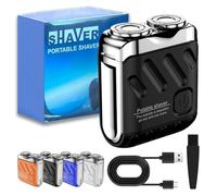 Portable Rotary Dual Ring Electric Shaver, 9000RPM Mini Dual-Head Electric Shaver, Washable Double Head Razor IPX7 Waterproof, 60 Days Battery Life, Powerhouse for Men Close Shave (Black*1)