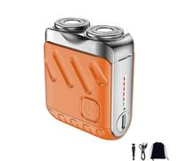 Portable Rotary Dual Ring Electric Shaver, Double Ring Magnetic Cutter, Mini Portable Electric Shaver for Men Waterproof, Washable Double Head Razor (Orange)