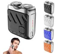 Portable Rotary Dual Ring Electric Shaver, Mini Electric Shaver with Two Rings for Men, USB Rechargeable Waterproof Compact Electric Razor, Wet and Dry for Travel Home Business Trip (Black)