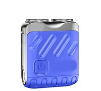 Portable Rotary Dual Ring Electric Shaver,Mini Rotary Dual Ring Electric Razor for Men USB Rechargeable One-Button Long Lasting for Home Travel (Blue)