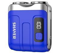 Portable Rotary Dual Ring Electric Shaver,Washable Double Head Razor, Razor Mini and Lightweight Double-Ring Magnetic Cutter, Luggage Electric Shaver,Double-Ring Magnetic Cutter for Travel (Blue)