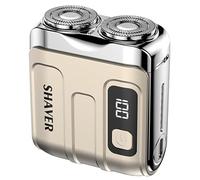 Portable Rotary Dual Ring Electric Shaver,Washable Double Head Razor, Razor Mini and Lightweight Double-Ring Magnetic Cutter, Luggage Electric Shaver,Double-Ring Magnetic Cutter for Travel (Gold)