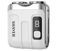 Portable Rotary Dual Ring Electric Shaver,Washable Double Head Razor, Razor Mini and Lightweight Double-Ring Magnetic Cutter, Luggage Electric Shaver,Double-Ring Magnetic Cutter for Travel (White)