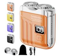 Portable Rotary Dual Ring Electric Shaver Wet & Dry With Digital Display,IPX7 Waterproof, 2025 New R-12 Luggage Electric Shaver,Pocket Shaver USB Rechargeable Mini Shavers for Men Home Travel (Orange)