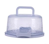 Portable Round Cake Carrier with Handle and Secure Snap Lock Lid, Offering Clear Top Visibility and Stable For Transport for Cakes and Desserts (Blue)