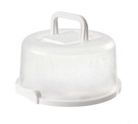 Portable Round Cake Carrier with Handle and Secure Snap Lock Lid, Offering Clear Top Visibility and Stable For Transport for Cakes and Desserts (White)