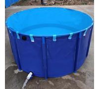 Portable Round Canvas Fish Pond Pool - 1.5x1.2m PVC Water Storage Tank 2100L Capacity Foldable Larvae Culture Pool with Bracket Easy Setup Blue Design