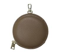 Portable Round Change Pouch Practical Zippered Coin Purse Money Bag for Women, Brown, Bohemian