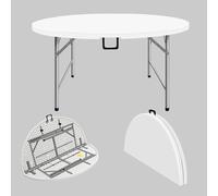 Portable Round Folding Table, Heavy Duty 300lbs Capacity, Lightweight with Carry Handle for Camping Picnics Garden BBQs