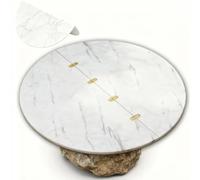 Portable Round Folding Tabletop Marble Pattern 16" x 47" Dining Table Extender Wood Replacement Top for Outdoor Banquet & Party Use 80cm (31")