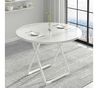 Portable Round Garden Table φ60/70/80cm Modern Design Folding Balcony Table Minimalist Coffee Table Small Dining Table Metal Legs for Indoor & Outdoor Use (Color:D Size:80cm)