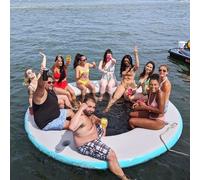 Portable Round Inflatable Water Sofa, Floating Ocean Swimming Dock with Electric Air Pump, Suitable for Beach and Boat Mooring