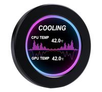 Portable Round Secondary Screen 2.1in IPS Water Cooled LCD Display Computer Host CPU GPU Temperature Monitoring Screen for Gaming PCs and Workstations White Black Aluminum Alloy (Black)