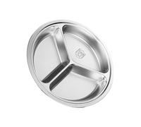 Portable Round Section Plate 28cm Stainless Steel Construction Camping Party Food Separation Microwave Safe Round Compartment Plate