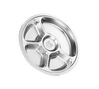 Portable Round Sectioned Plate 28cm Stainless Steel Construction for Camping Parties Food Separation Microwave Friendly Office Lunch Compartment Dish