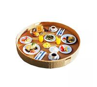 Portable Round Woven Serving Tray, Floating Breakfast Tray W/Side Handles, Swimming Pool Float Plate, For Sandbars Spas Parties