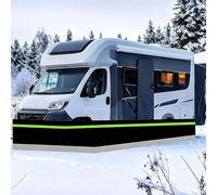 Portable RV Skirt for Winter, Camper Skirting with Stainless Steel Bottom & Reflective Strips, Easy Roll-Up Storage for Garden, Outdoor, and Yard Use