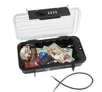 Portable Safe Box, Waterproof Combination Security Lockbox Travel Safe Box with Anti-theft Wire Rope and Transparent Lid for Beach, Camping, Gym, Office, Hotel, Basketball Court