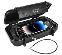 Portable Safe Waterproof Outdoor Security Box with 4 Digit Combination Code & Removable Wire Rope Suitable for Travel Beach Camping Office Car Keep Valuables Safe, black
