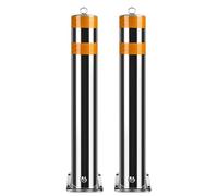 Portable Safety Bollards Post with Removable Pipe and Reflective Strips，2 Pack Parking Bollard Post for Traffic Control Driveway Barrier Parking Pole(39.4x3in)