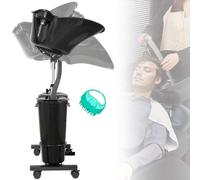 Portable Salon Basin, Mobile Shampoo Bowls Sink with 2 Buckets and Electric Pump, Height Adjustable and Angle, Hair Washing Station for Barber Shop Elderly/Pregnant Woman