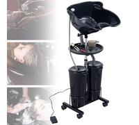 Portable Salon Basin,with 2 Bucket and Electric Pump, Height Adjustable Tilt Angle, Shampoo Bowl Hair Washing for Barber Shop Elderly/Pregnant Woman(B)