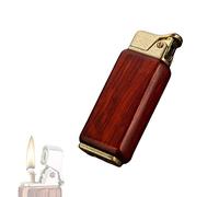 Portable Sandalwood Kerosene Lighter Personality Press Ignition Men's Wooden Lighter Smoking Cigarette Accessories Tool Windproof Lighter,Red