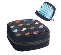Portable Sanitary Napkin Storage Bag, Menstrual Cup Pouch Feminine Menstruation Pads Bag for Teen Girls, Tampons First Period Kit, Retro Colorful Cowboy Hat Western Collection