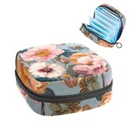 Portable Sanitary Napkin Storage Bag, Menstrual Cup Pouch Feminine Menstruation Pads Bag for Teen Girls, Tampons First Period Kit, Delicate Petals and Vibrant Blossoms