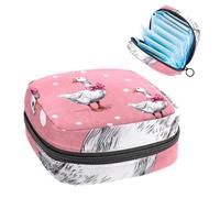Portable Sanitary Napkin Storage Bag, Menstrual Cup Pouch Feminine Menstruation Pads Bag for Teen Girls, Tampons First Period Kit, Funny Goose with Tied Bow
