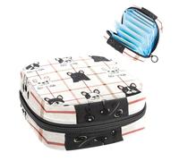 Portable Sanitary Napkin Storage Bag, Menstrual Cup Pouch Feminine Menstruation Pads Bag for Teen Girls, Tampons First Period Kit, Cute Puppy French Bulldog on Plaid Background