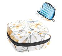 Portable Sanitary Napkin Storage Bag, Menstrual Cup Pouch Feminine Menstruation Pads Bag for Teen Girls, Tampons First Period Kit, Fantasy Dragonflies and Nature Grass