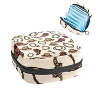 Portable Sanitary Napkin Storage Bag, Menstrual Cup Pouch Feminine Menstruation Pads Bag for Teen Girls, Tampons First Period Kit, Seamless Cowboy Hat and Horseshoe Wild West Pattern